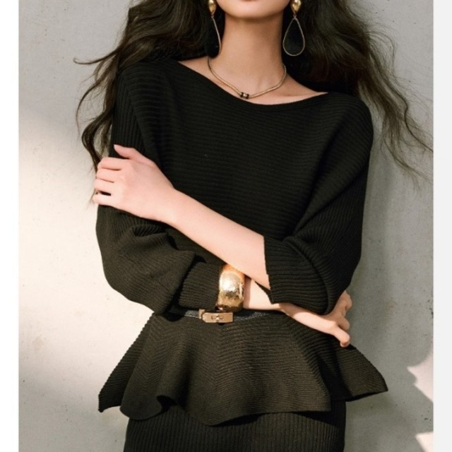 ボートネック ニット ペプラム カットソー 237013