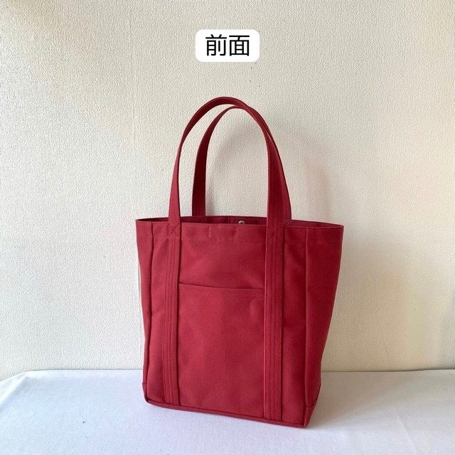 【全9色】「軽いボックストート」たて型通勤／倉敷帆布 8号帆布【受注制作】