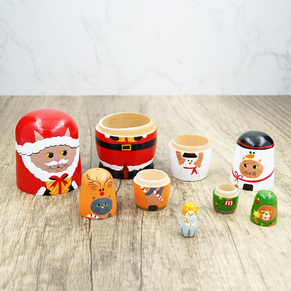 猫マトリョーシカ(ねこのクリスマス) | マスノヤ衣料品店・マスノヤ猫