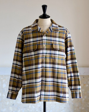 【新品】MINTENS 1960s vintage cotton heavy flannel shirts made in JAPAN fabrics made in JAPAN/ 日本製 ヴィンテージ生地 コットン ヘビー フランネル オープンカラー シャツ オリジナルブランド 1960年代シルエット ブラウン サイズ①、②
