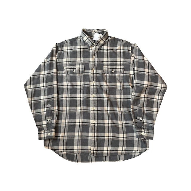 Late 1990s POLO Ralph Lauren "WHITE FIELD" cotton monotone check shirt