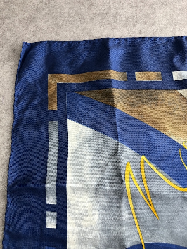 CELINE セリーヌ スカーフ ブルー グリーン シルク vintage ヴィンテージ オールド ejmgse