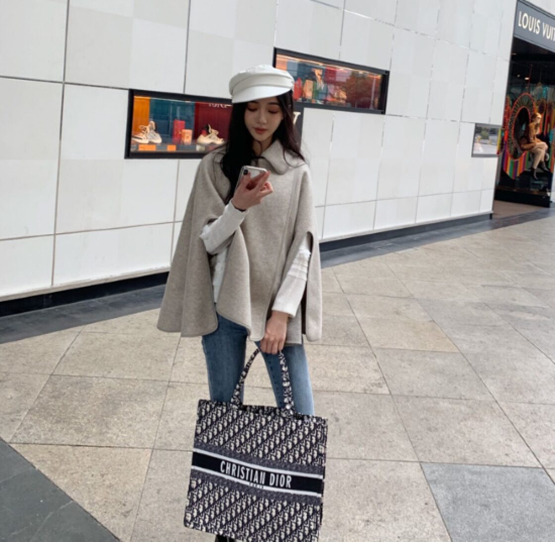 クリスチャン・ディオール ポンチョ オブリーク カシミヤ 5146