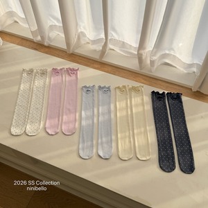 [ninibello] ACC) Dot Heart Punching Knee Socks / [니니벨로] ACC)도트하트펀칭니삭스