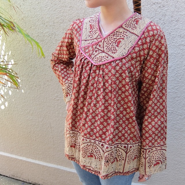 Vintage indian cotton tunic／ヴィンテージ インド綿 チュニック 