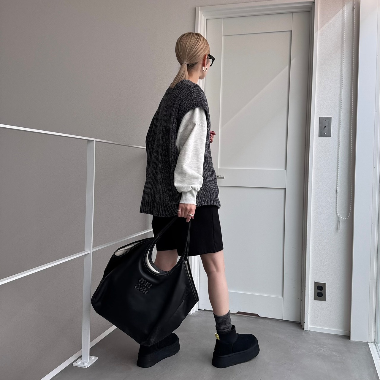 モールニットルーズvest/グレー