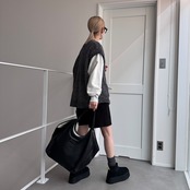 モールニットルーズvest/グレー