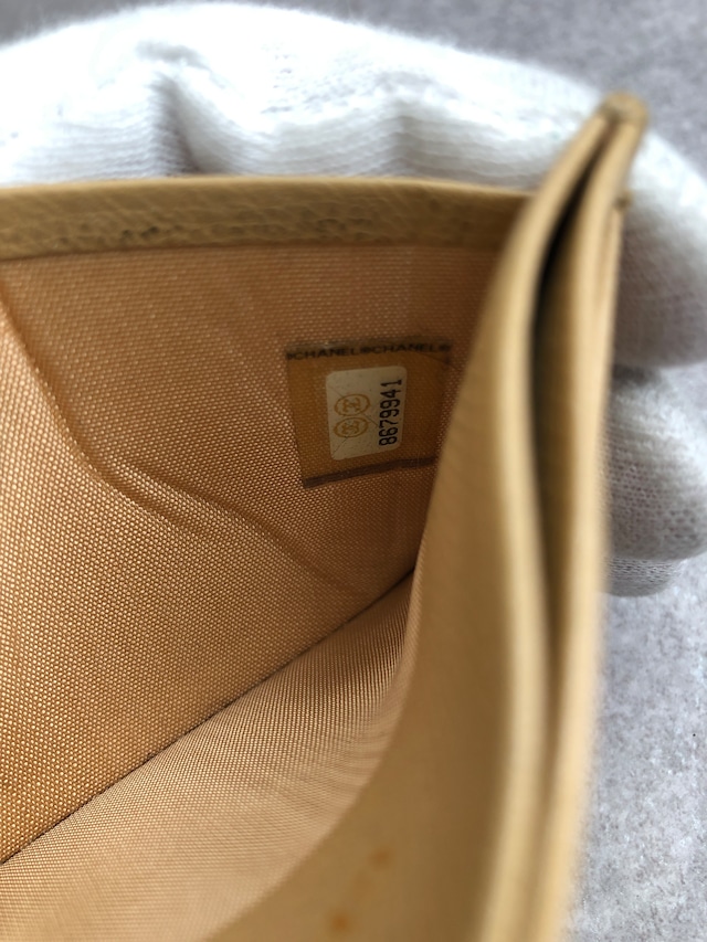 CHANEL シャネル カードケース ベージュ ココボタン レザー キャビアスキン vintage ヴィンテージ オールド sap6sk