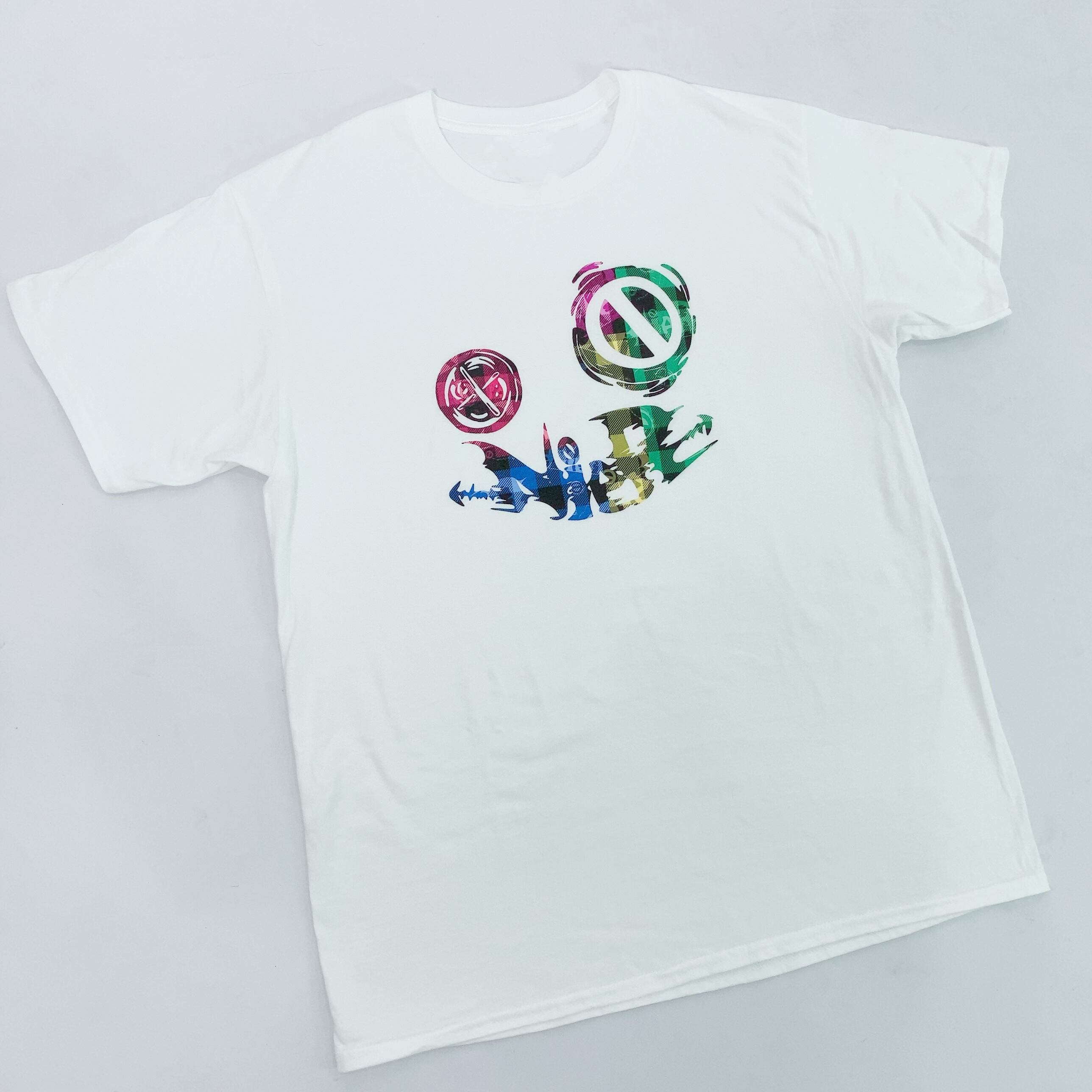 秋葉原店舗記念商品 Face Logo T Shirt Gradation Checkered Nier