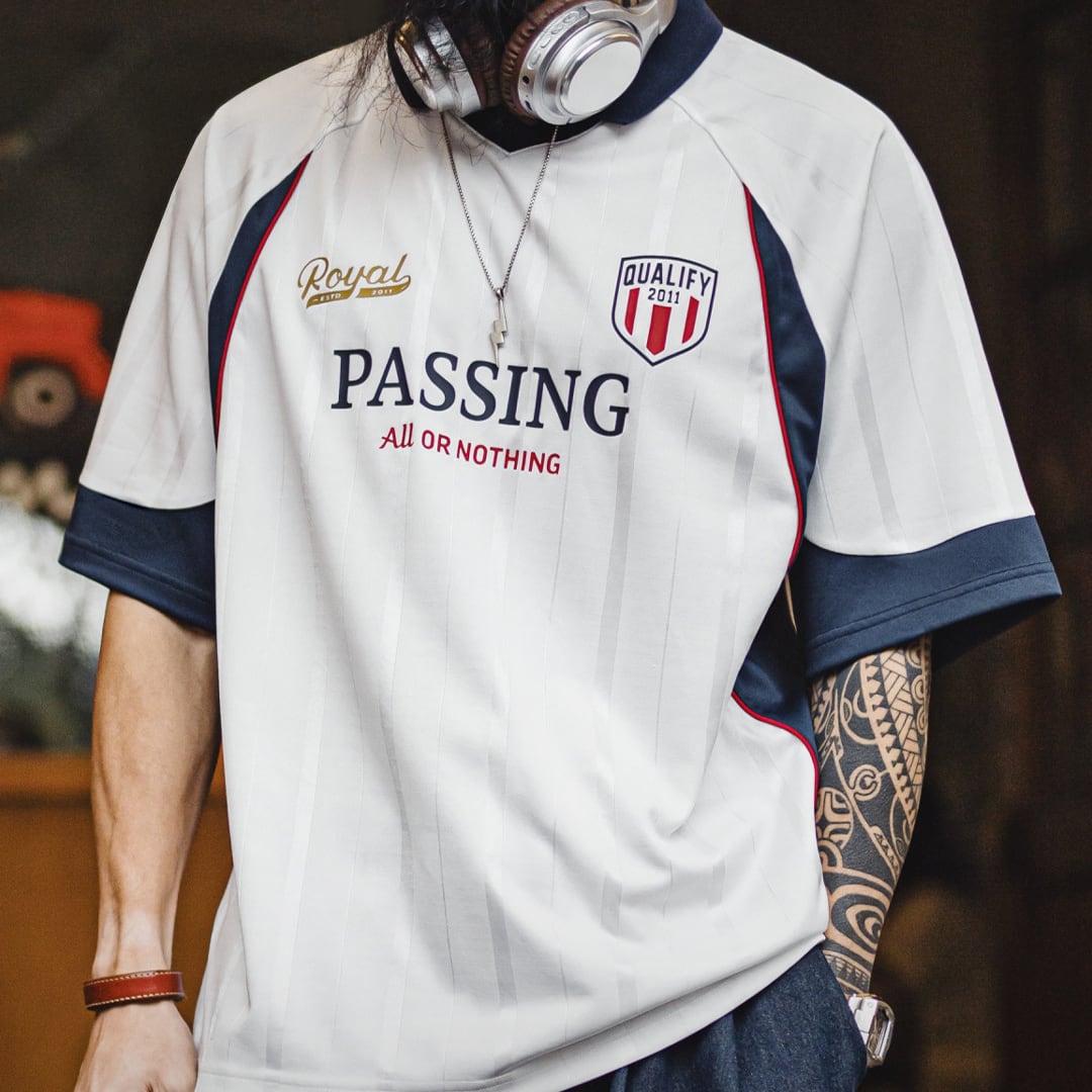 Soccer-Inspired Graphic Print V-Neck Polo Shirt(GV532)