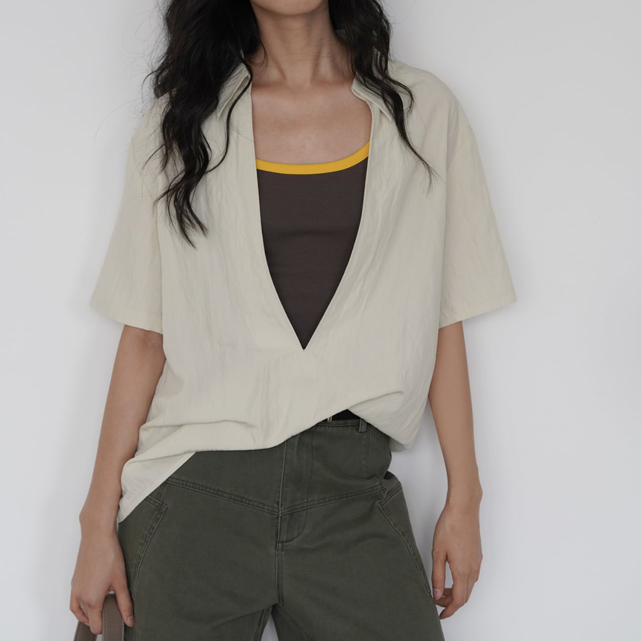 デープVネックリラクシーオーバーシャツ SH3374