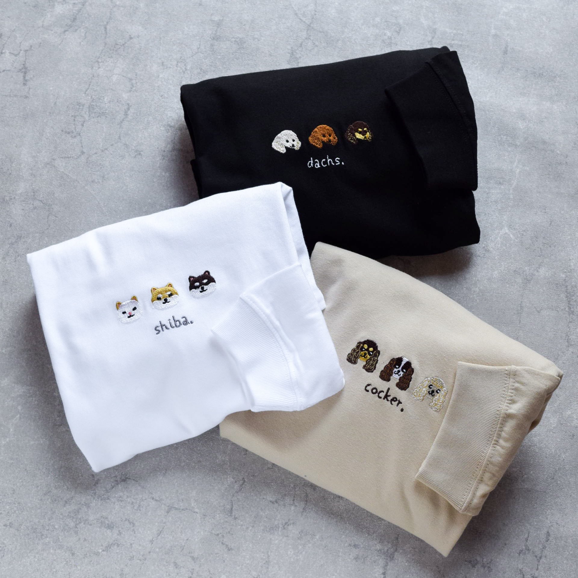 【完売品】NIPOALOHA 百犬図　ロングスリーブ 2025新作】犬が選べる！刺繍ロングスリーブTシャツ【選べる3色】うちの