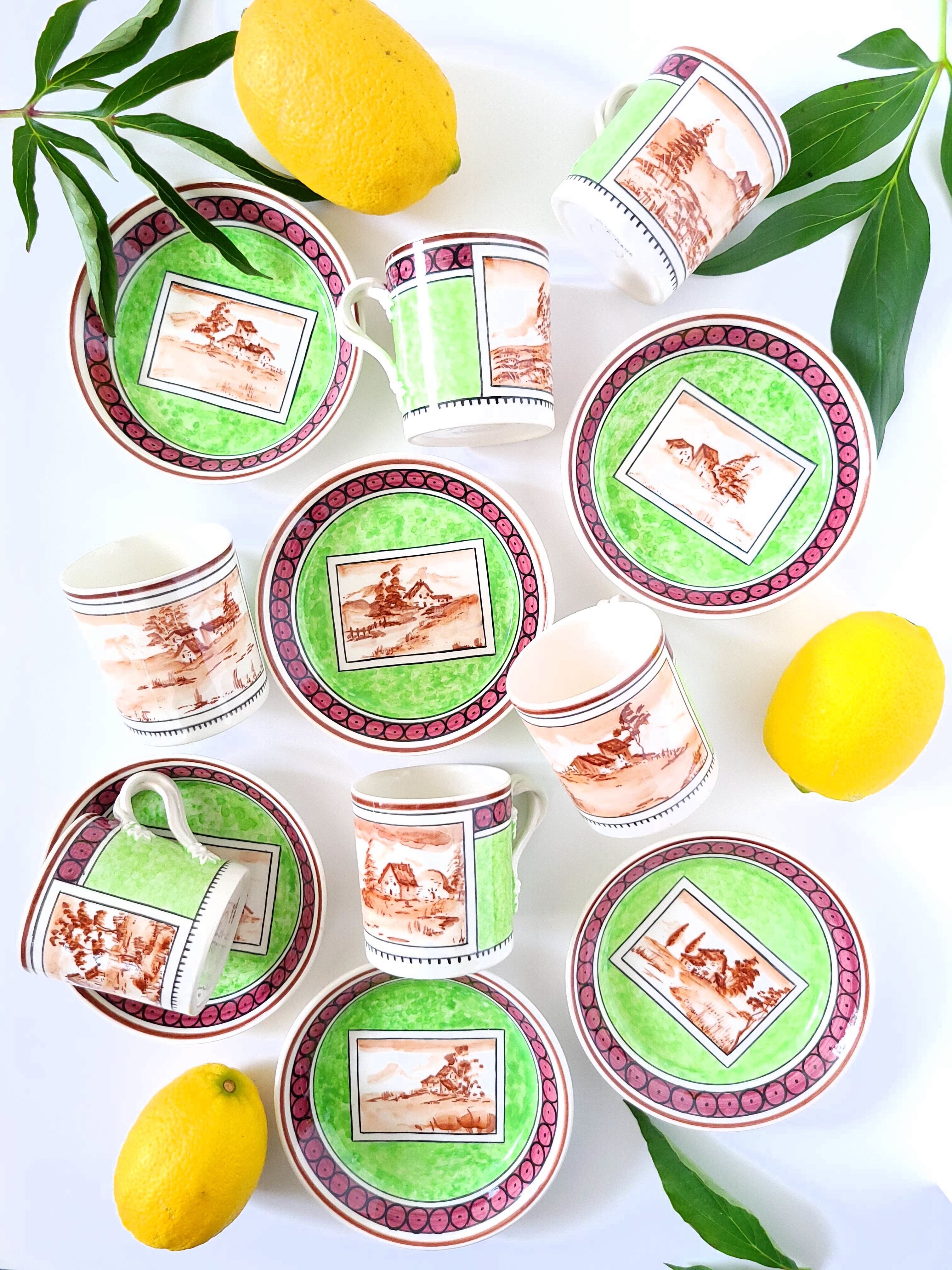 イタリア製のユニークな逸品！カップ＆ソーサー　12点セット