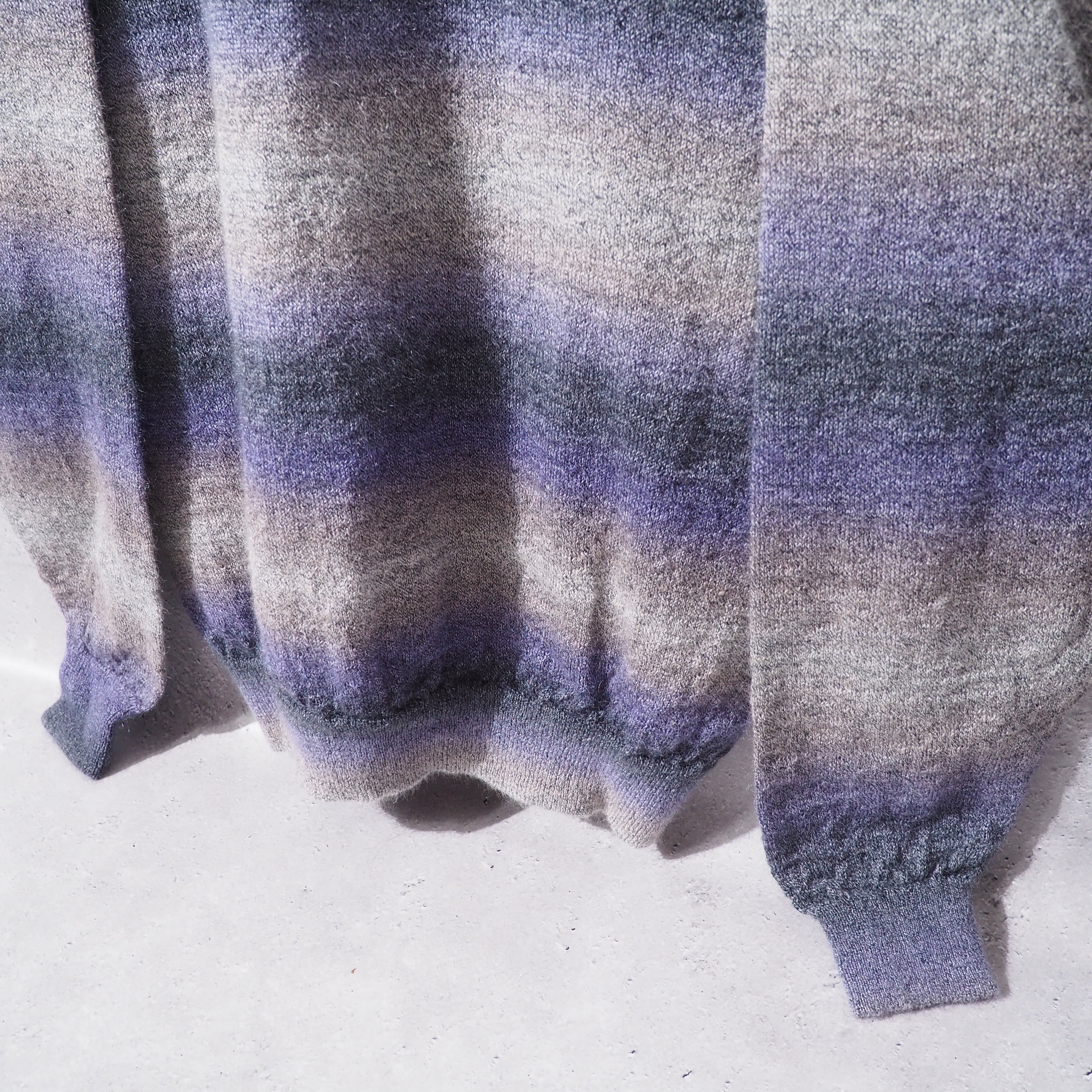 " LANVIN " Dark purple × Black Fat Border Mohair mix knit