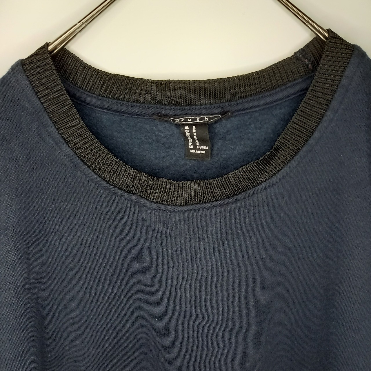 21MEN　クルーネック　裾ジップ　スウェット　トレーナー　無地　ネイビー　M