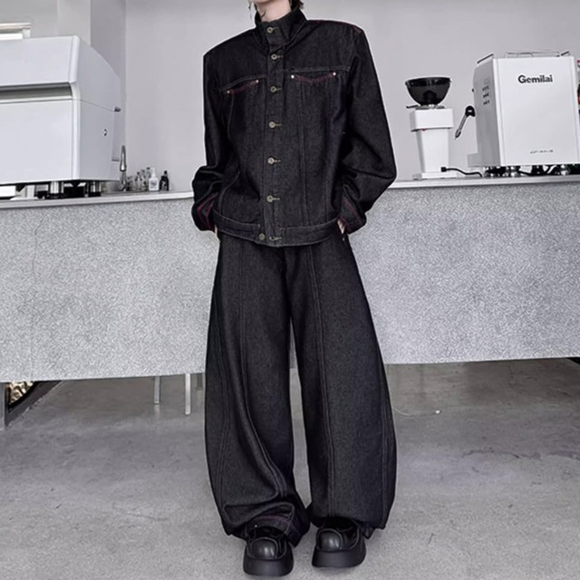 ストレートシルエット デニムパンツ＆オーバーサイズデニムジャケット セットアップ 1color MSE0013
