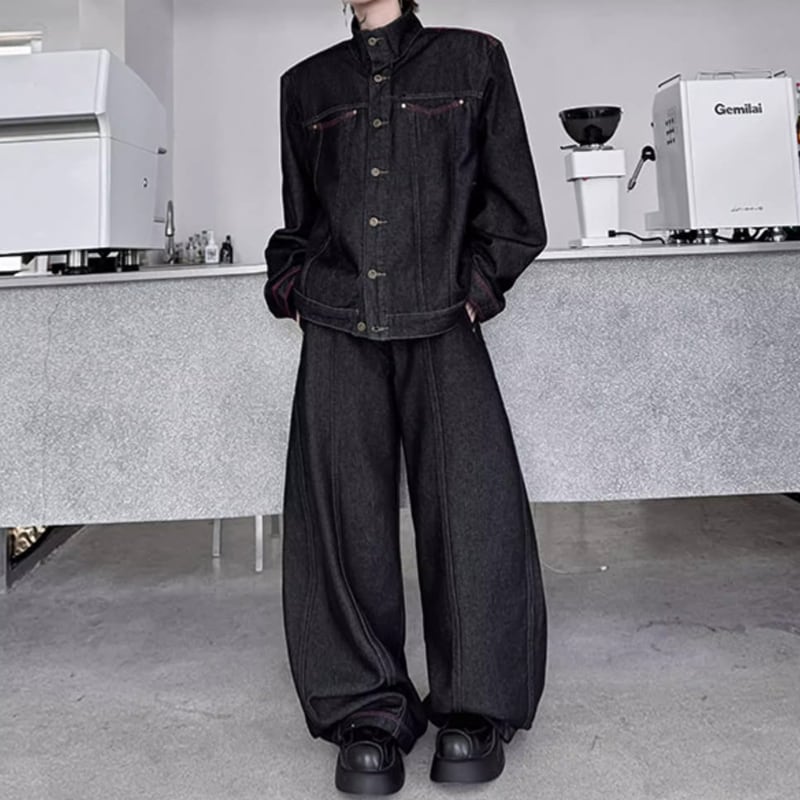ストレートシルエット デニムパンツ&オーバーサイズデニムジャケット セットアップ 1color MSE0013