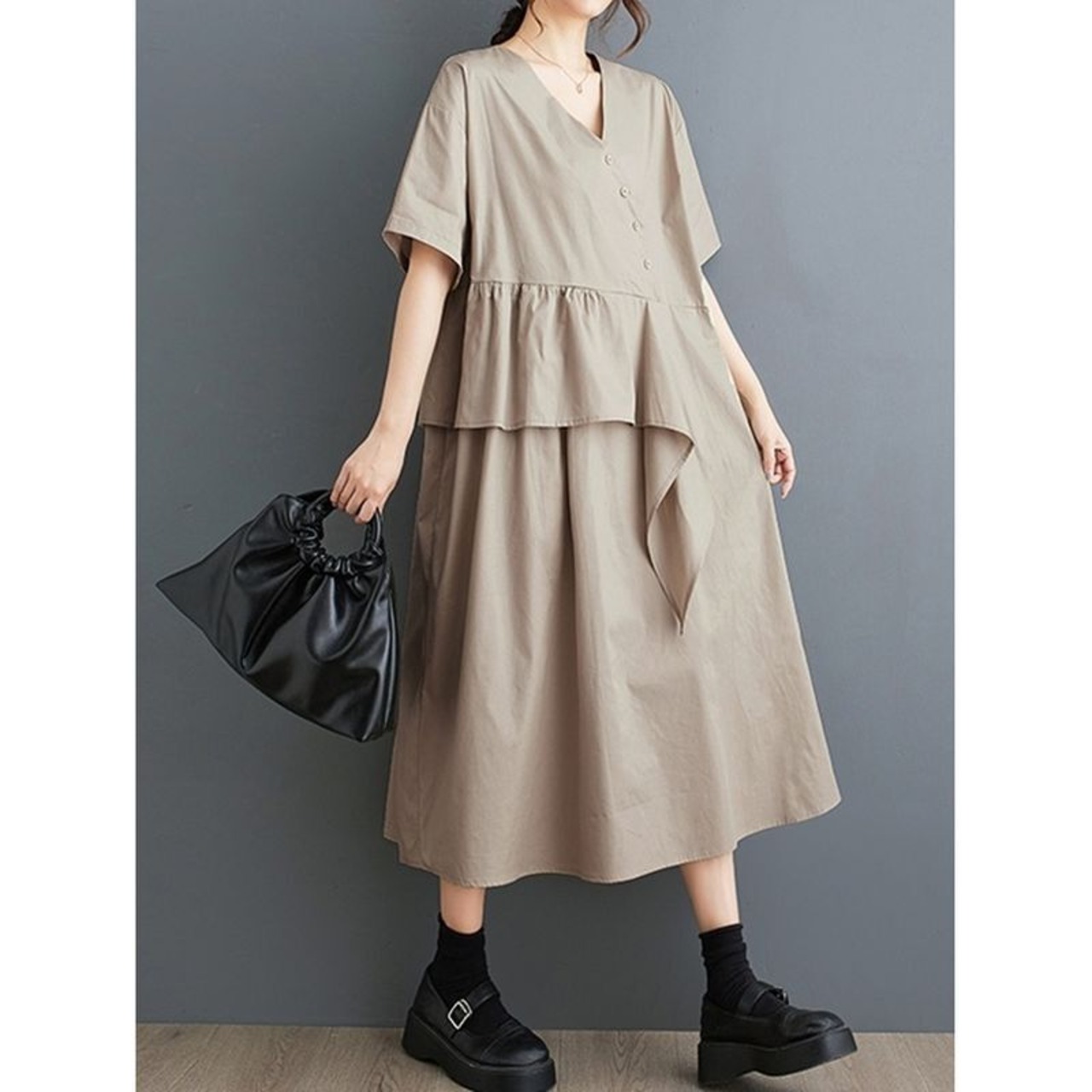 アシンメトリー ドレープ ワンピース  30188