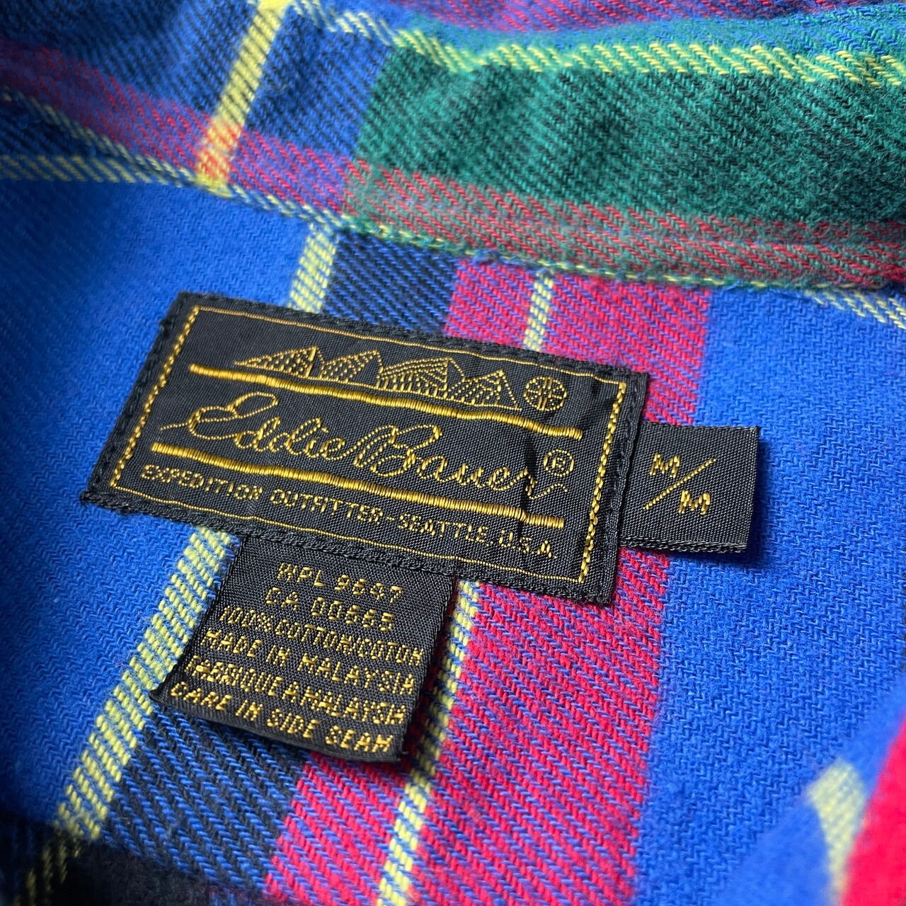 80〜90年代 黒タグ Eddie Bauer エディーバウアー チェックシャツ 