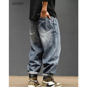 Front pocket design denim pants C3847
