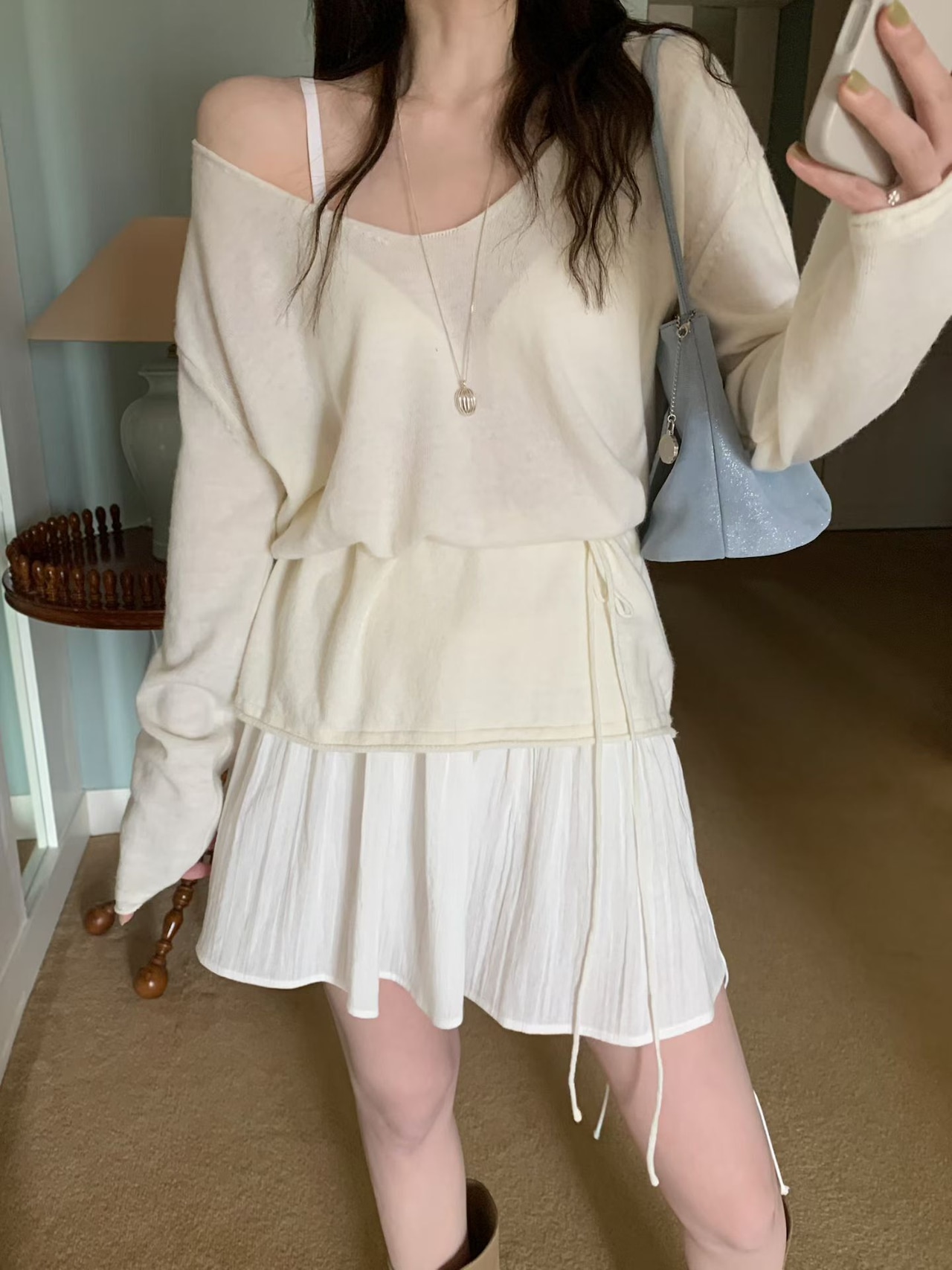 (予約) mellounge / Cashmere deep v-neck knit 2color