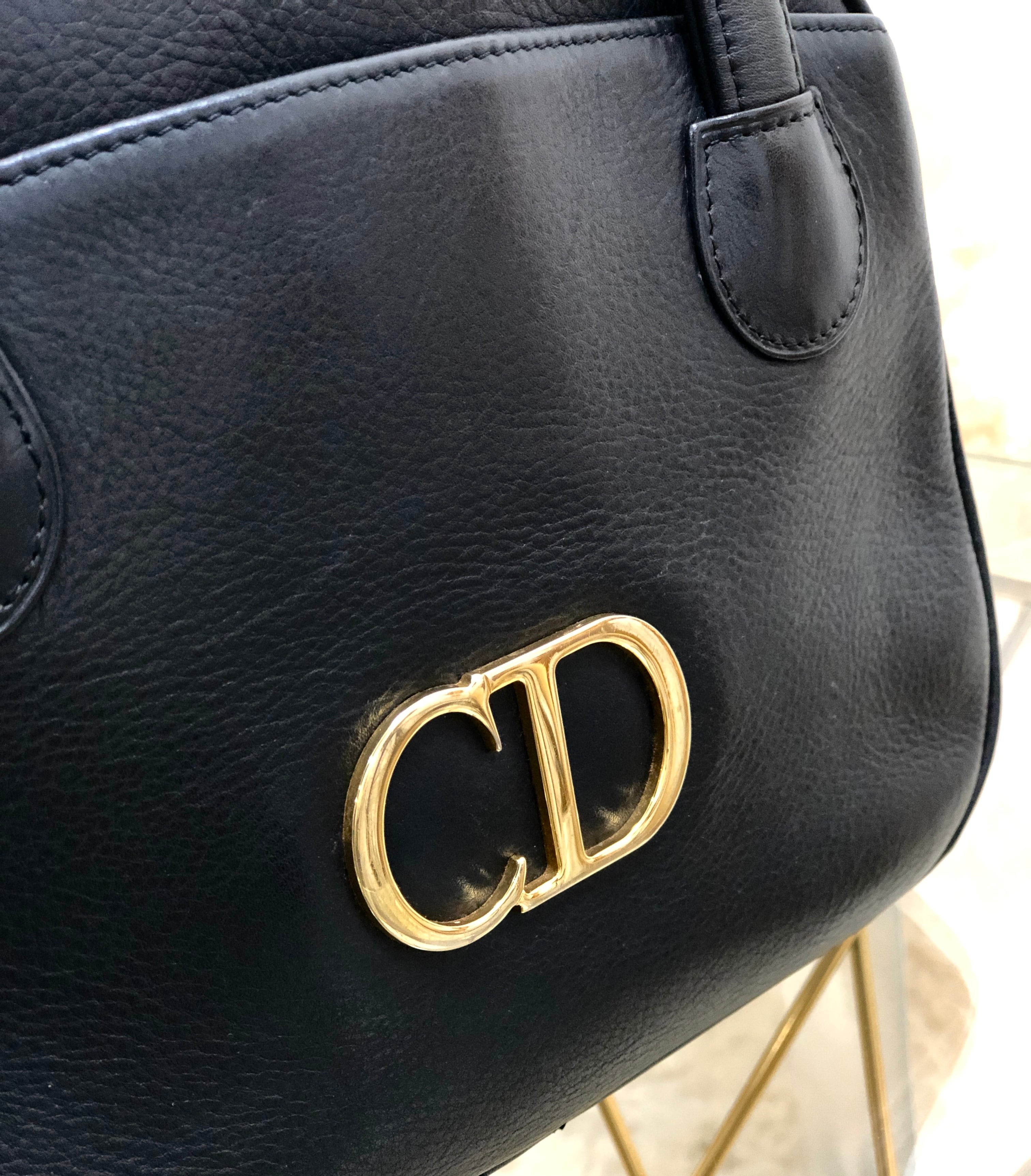 Dior レザーハンドバッグ　ブラック　ヴィンテージ