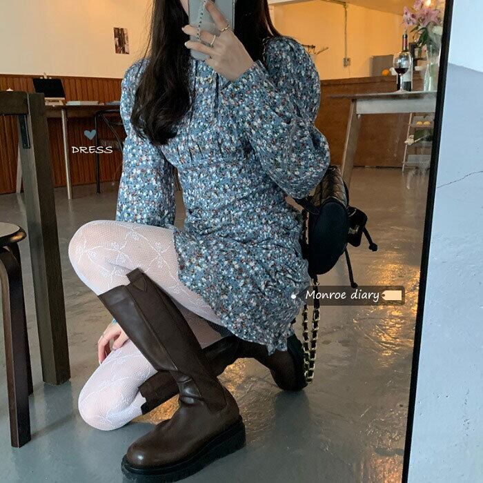 フローラルドレス オータムウィンタースカート 薄手ショート 秋物 冬物 花柄 モンロー76272423431