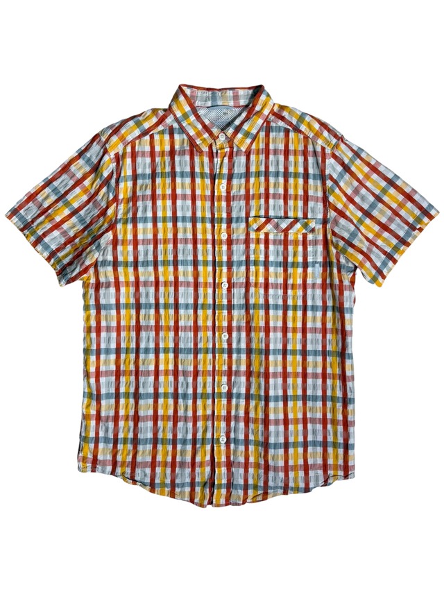 Columbia Seersucker Plaid Shirt L