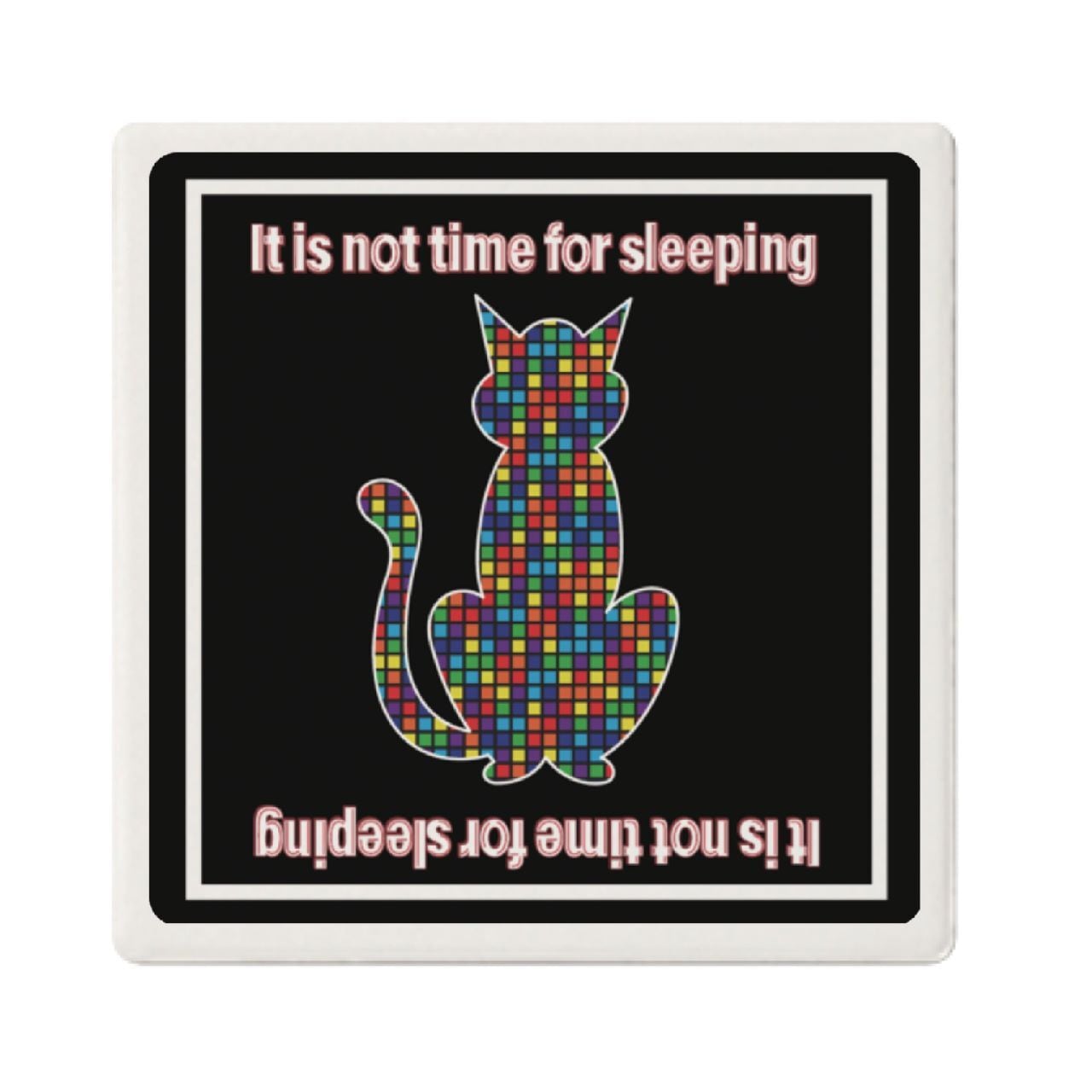 DHD(M)029【白雲石吸水コースター　まわりが黒ネコ】