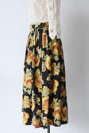Sunflower pattern midi skirt