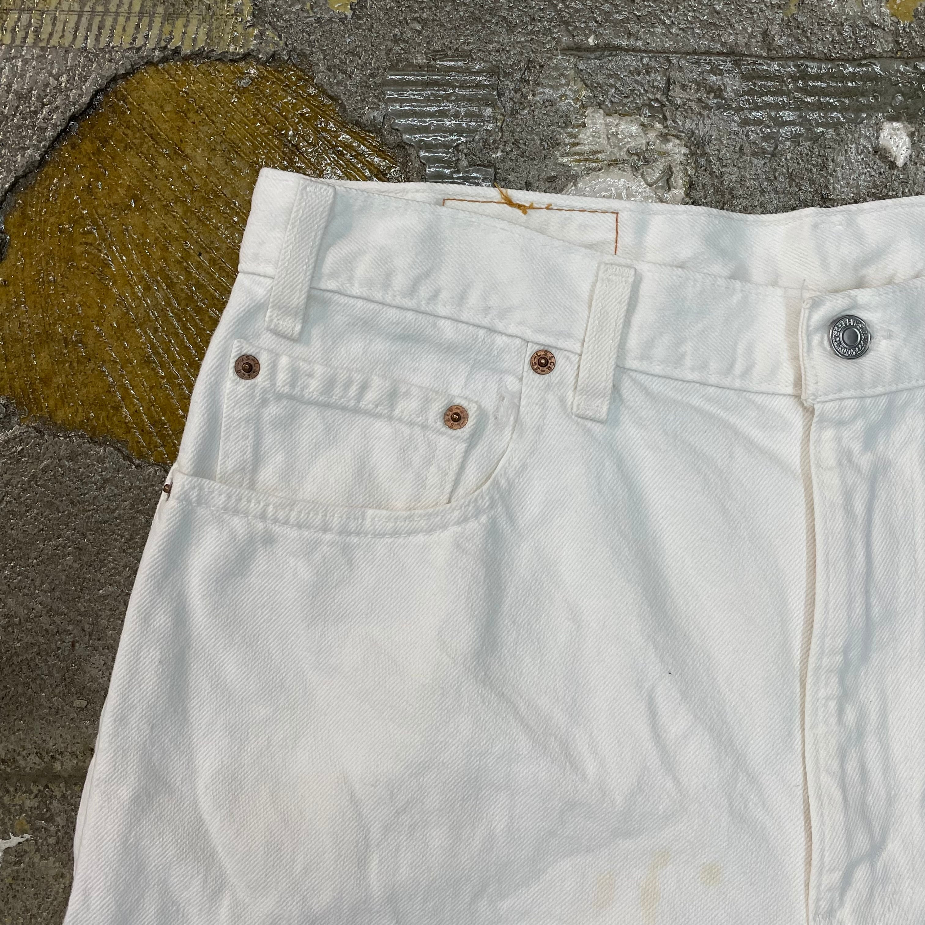 90s USA製 Levi's リーバイス 560 バギー デニムショーツ ホワイト