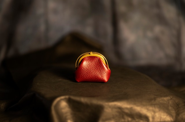 【soul;solid】Brass clasp シリーズ ”ワンタッチ真鍮がま口ミニポーチ” col.wine#NEBRASKA