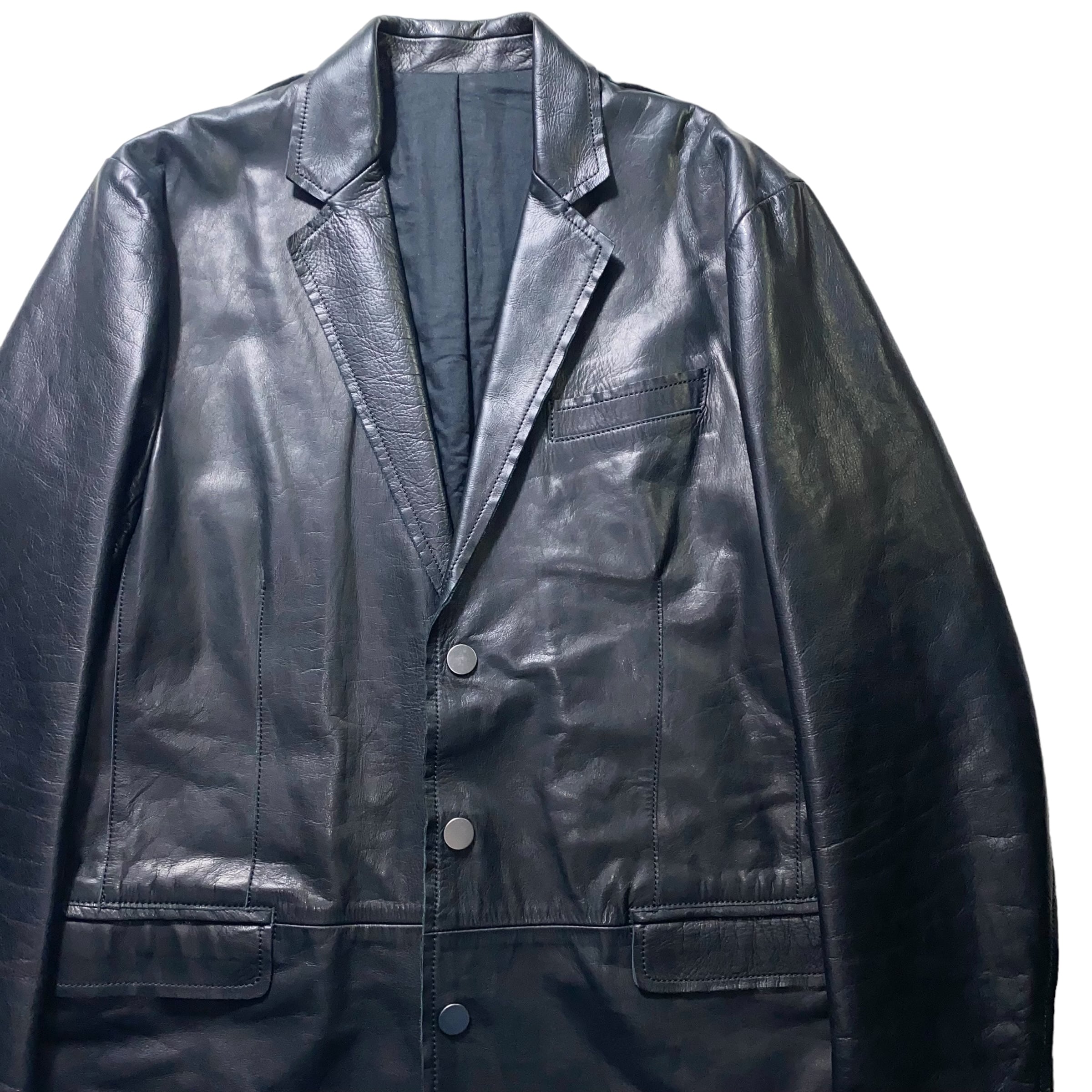 COSTUME NATIONAL HOMME black sheep leather tailored coat | NOIR ONLINE