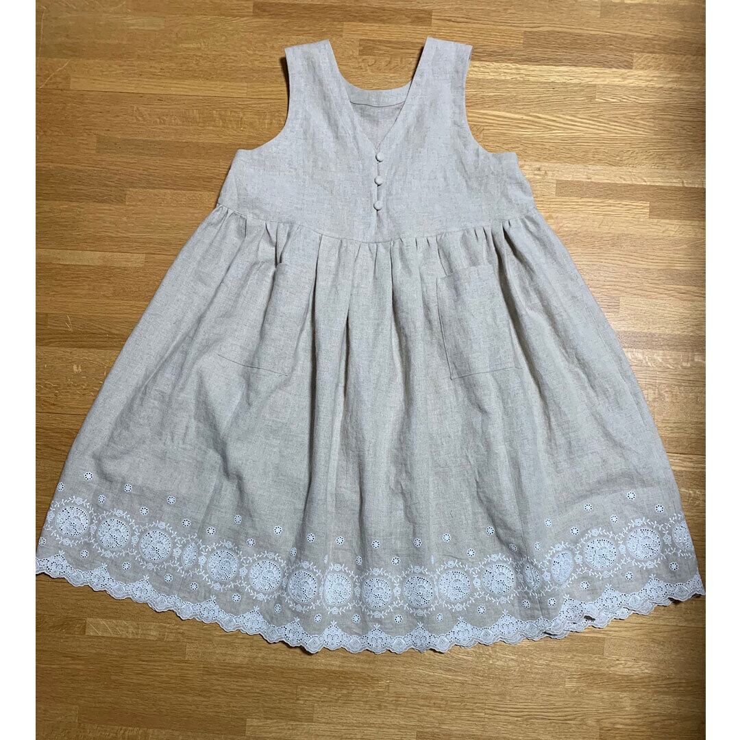 ふんわりスッキリ 大人可愛い ラミーリネン 刺繍スカラップ ふんわりスッキリ 大人可愛い ラミーリネン 刺繍スカラップ