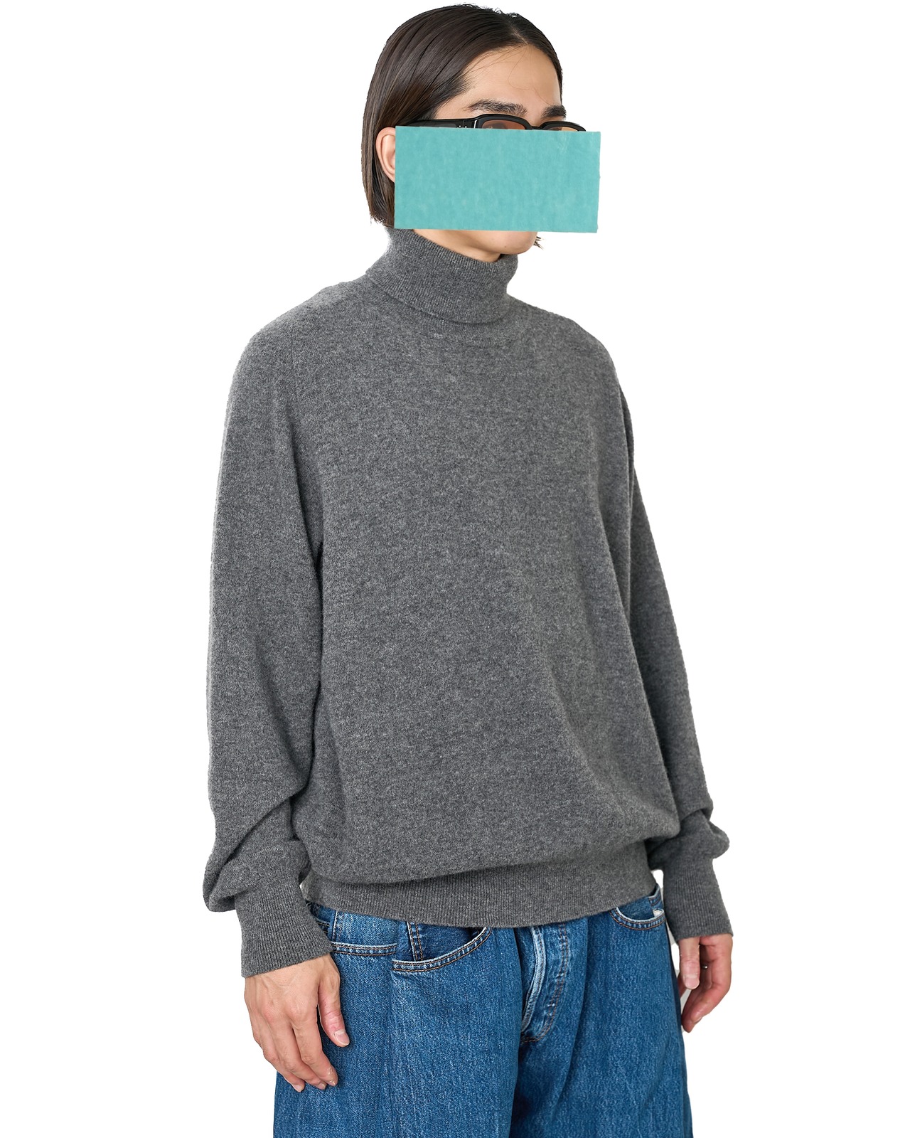 ssstein "EXTRA FINE WOOL KNIT TURTLE NECK LS〔GREY〕"