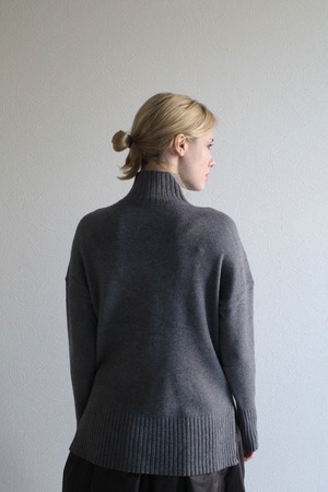 cashmere mix high-neck knit (gray)