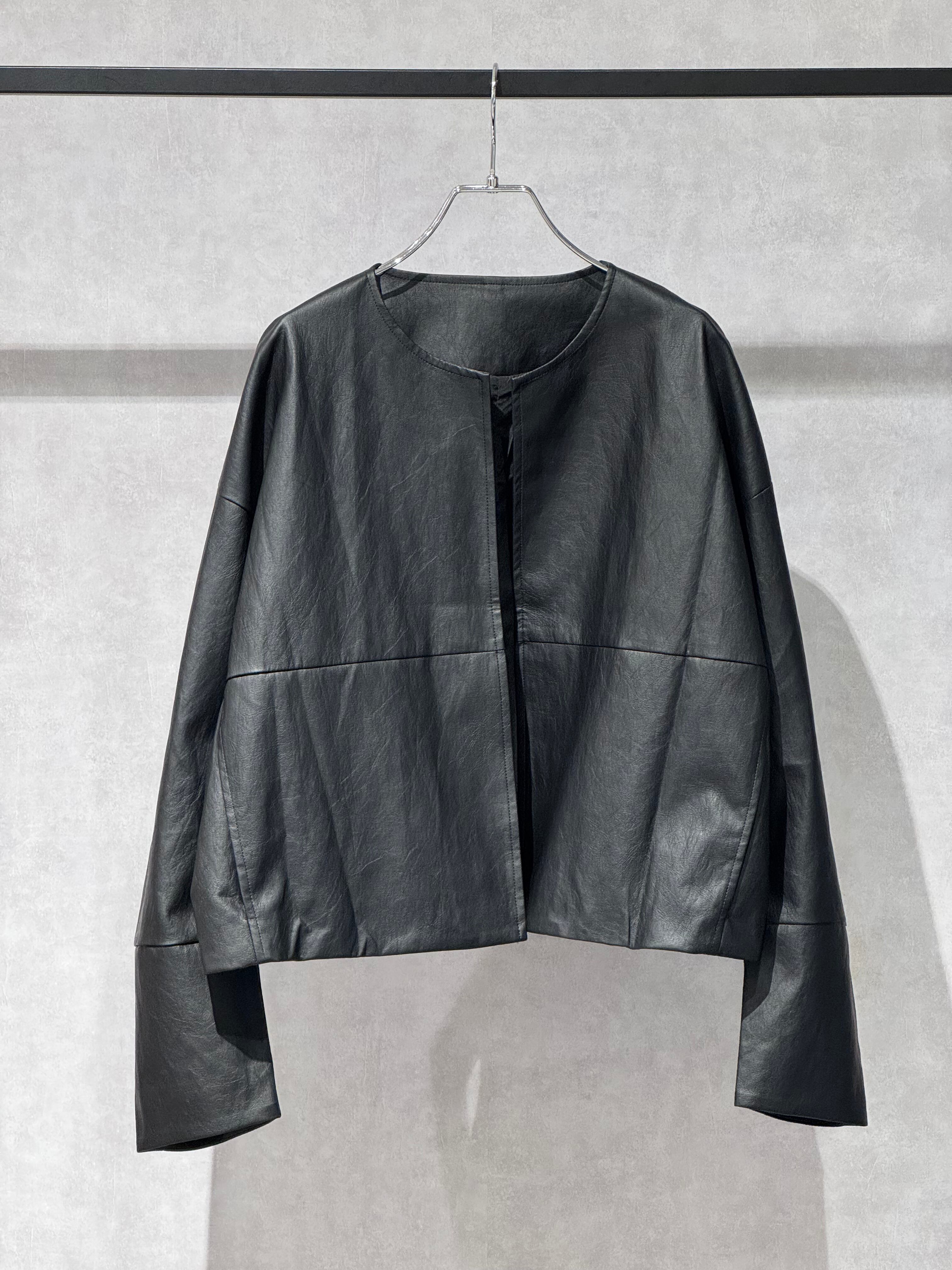 eco leather no-collar topper jacket