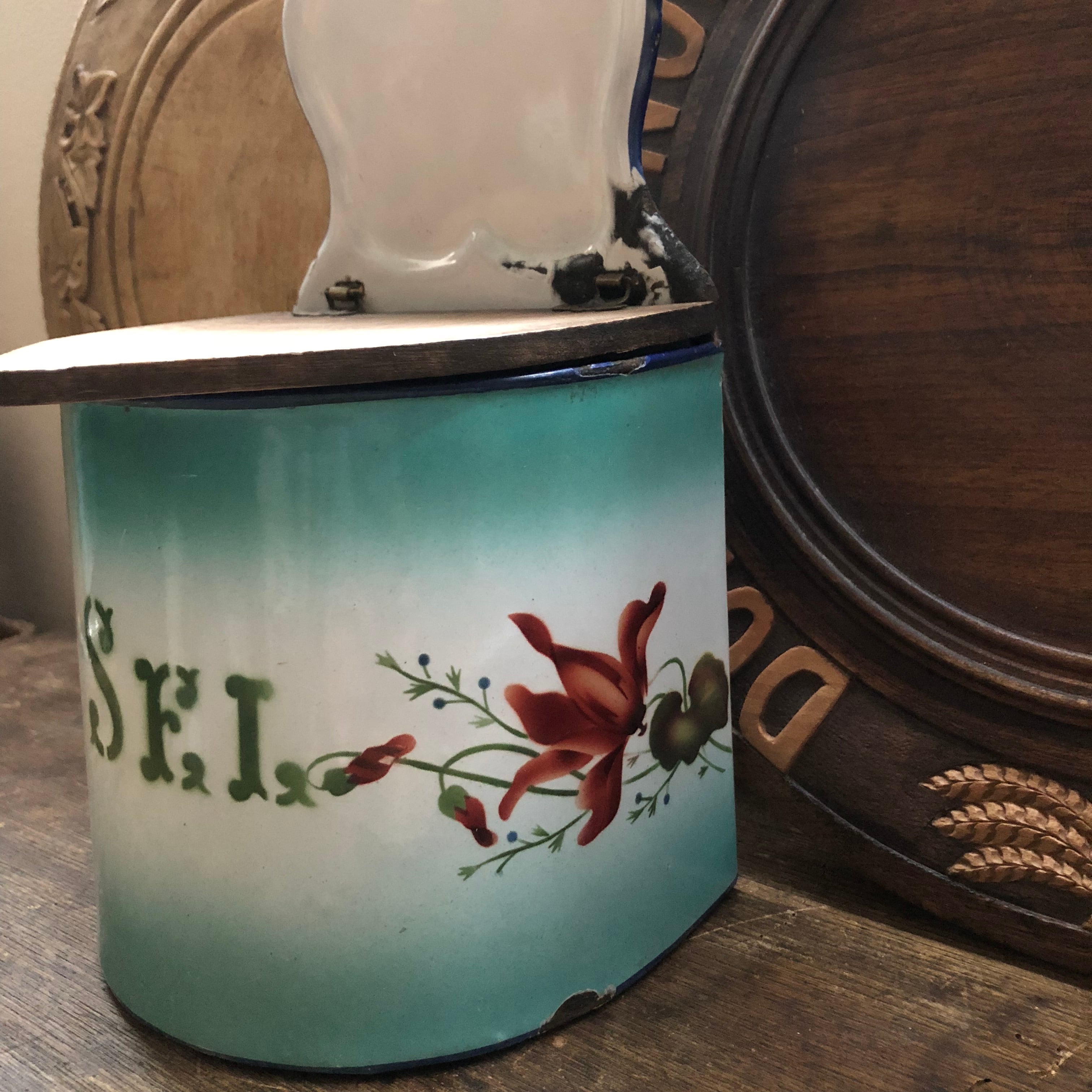 アンティーク ホーロー ソルト缶 Salz japy ホーロー セル缶 SEL ソルト缶 フランス アンティーク