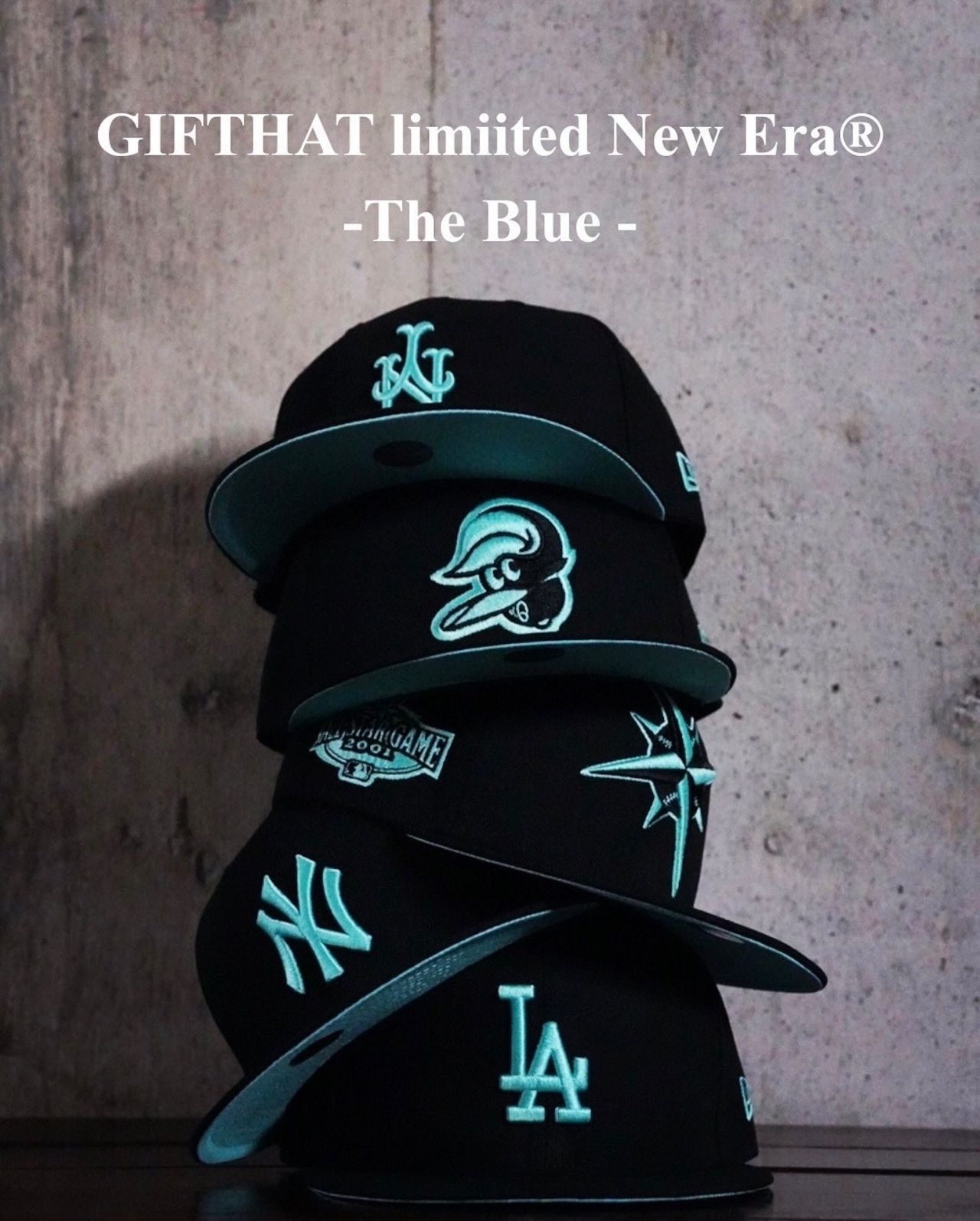《告知》【gifthat別注】NEW ERA 59FIFTY/5950 ニューヨーク・ヤンキース -The Blue -