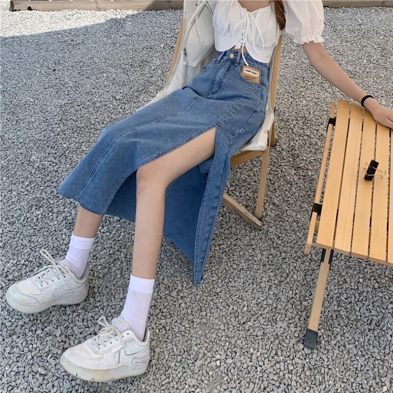 スタンダードAラインスカート サマーハイウェストウェスト薄手 レトロ 夏物 萌量不足94126064625