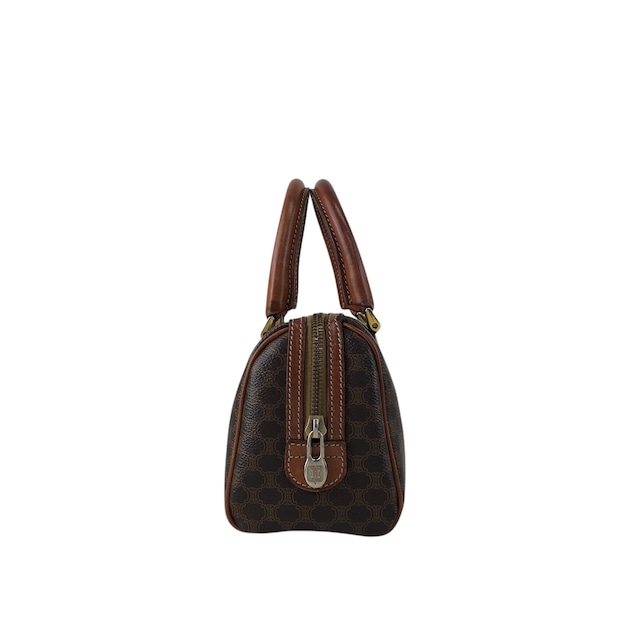 CELINE セリーヌ マカダム ハンドバッグ ブラウン PVC レザー ミニボストン ミニバッグ vintage ヴィンテージ オールド 8fppkm