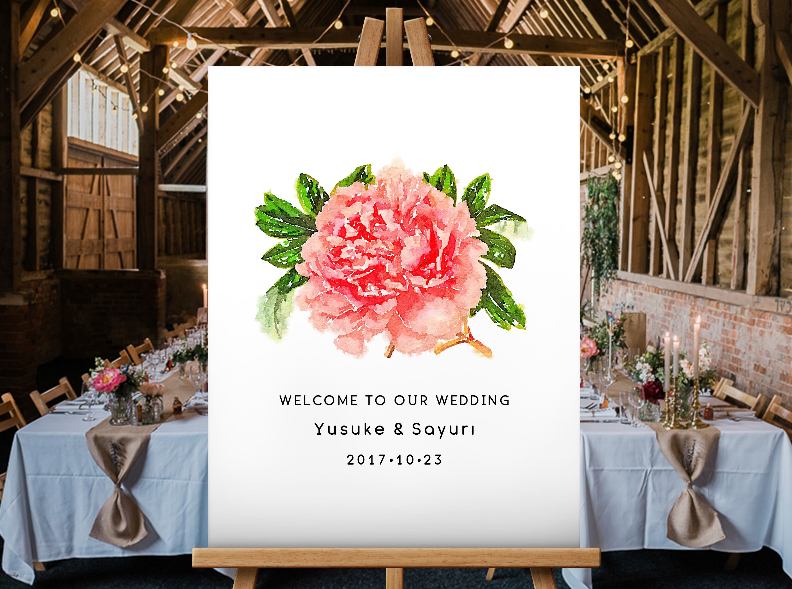 【ピオニー】シンプルウェルカムボードシリーズ