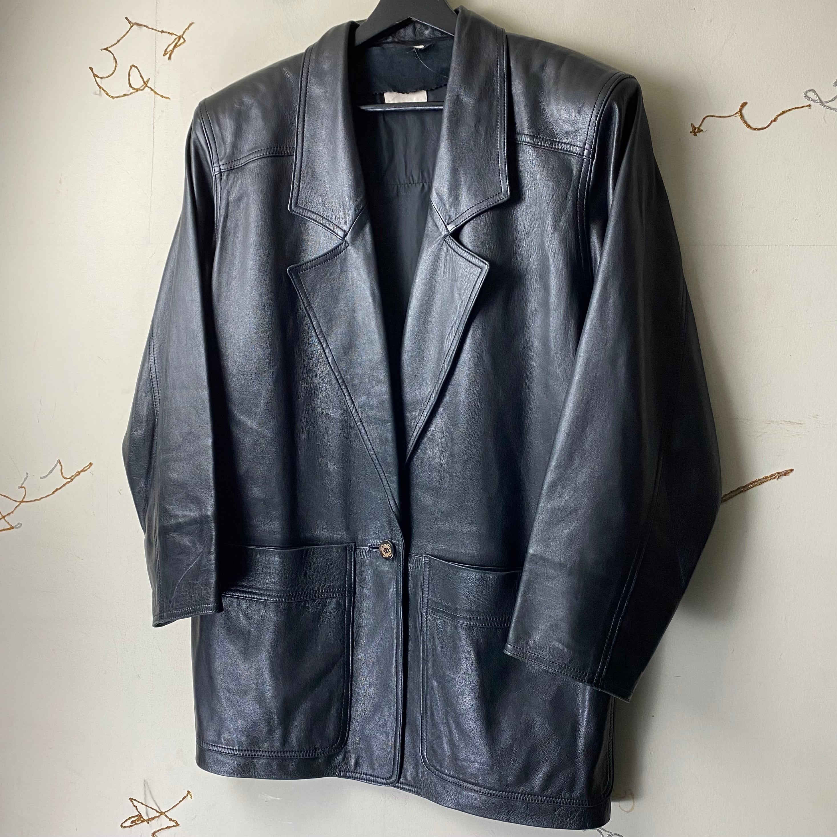 vintage LOEWE black leather tailored jacket | NOIR ONLINE
