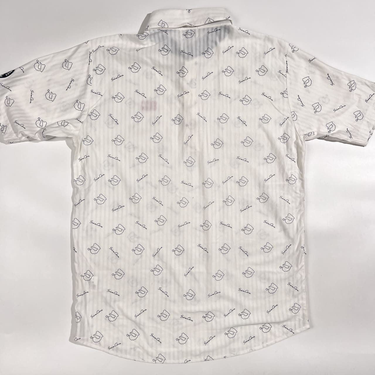 SINA COVA シナコバ 総柄 シャドーストライプ 半袖 ポロシャツ L/ホワイト メンズ