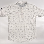 SINA COVA シナコバ 総柄 シャドーストライプ 半袖 ポロシャツ L/ホワイト メンズ