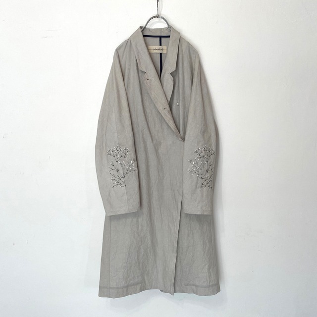[ Ladies ] カスミソウ刺繍ライトコート -light gray- 梅雨寒軽量アウター