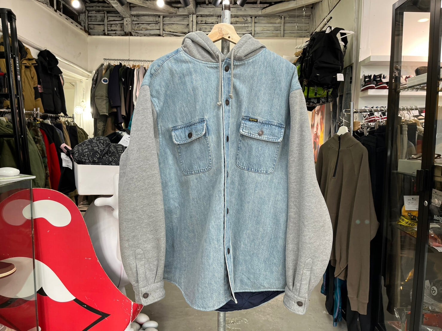 supreme Fleece Hooded Denim Shirt XL - ブルゾン