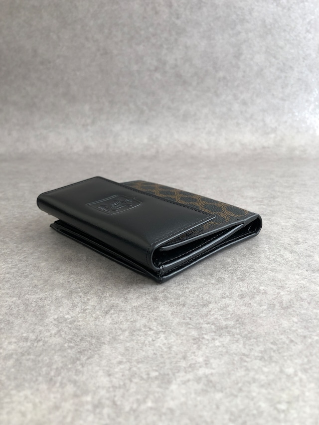 CELINE セリーヌ マカダム 財布 ブラック ブラゾン型押し PVCレザー 財布 2つ折り財布 vintage ヴィンテージ オールド sgwg3a