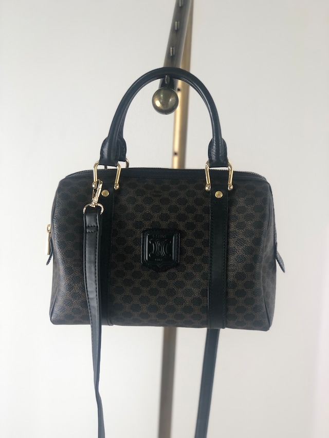 CELINE セリーヌ ブラゾン型押し ボストンバッグ ブラック PVC レザー 2way vintage ヴィンテージ オールド yrdbgx