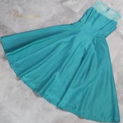 フラダンス 衣装 ワンピース ドレス マーメイドライン エムエムジェイ ブルー系 MermaidLine MMJ 日本製 ノースリーブ 透け感 光沢感 高級感 上品 華やか かわいい ハワイアン アロハ フラ ダンス レッスン 練習 軽やか